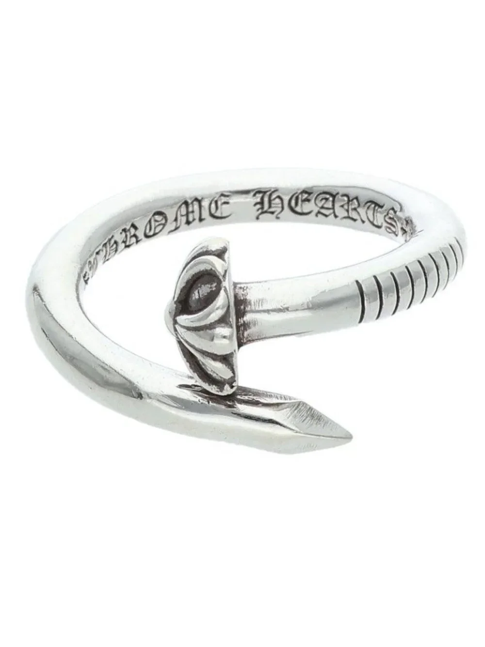 Chrome Hearts Nail Crsball Cross Ball Silver Ring